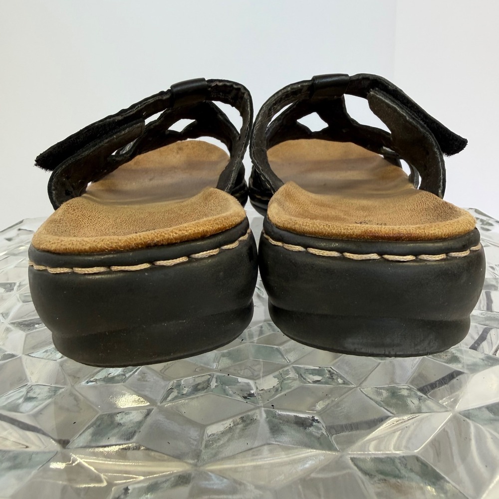 Clarks Bendables Black‎ Leather Comfort Sandals Womens Size 7M - Picture 6 of 9
